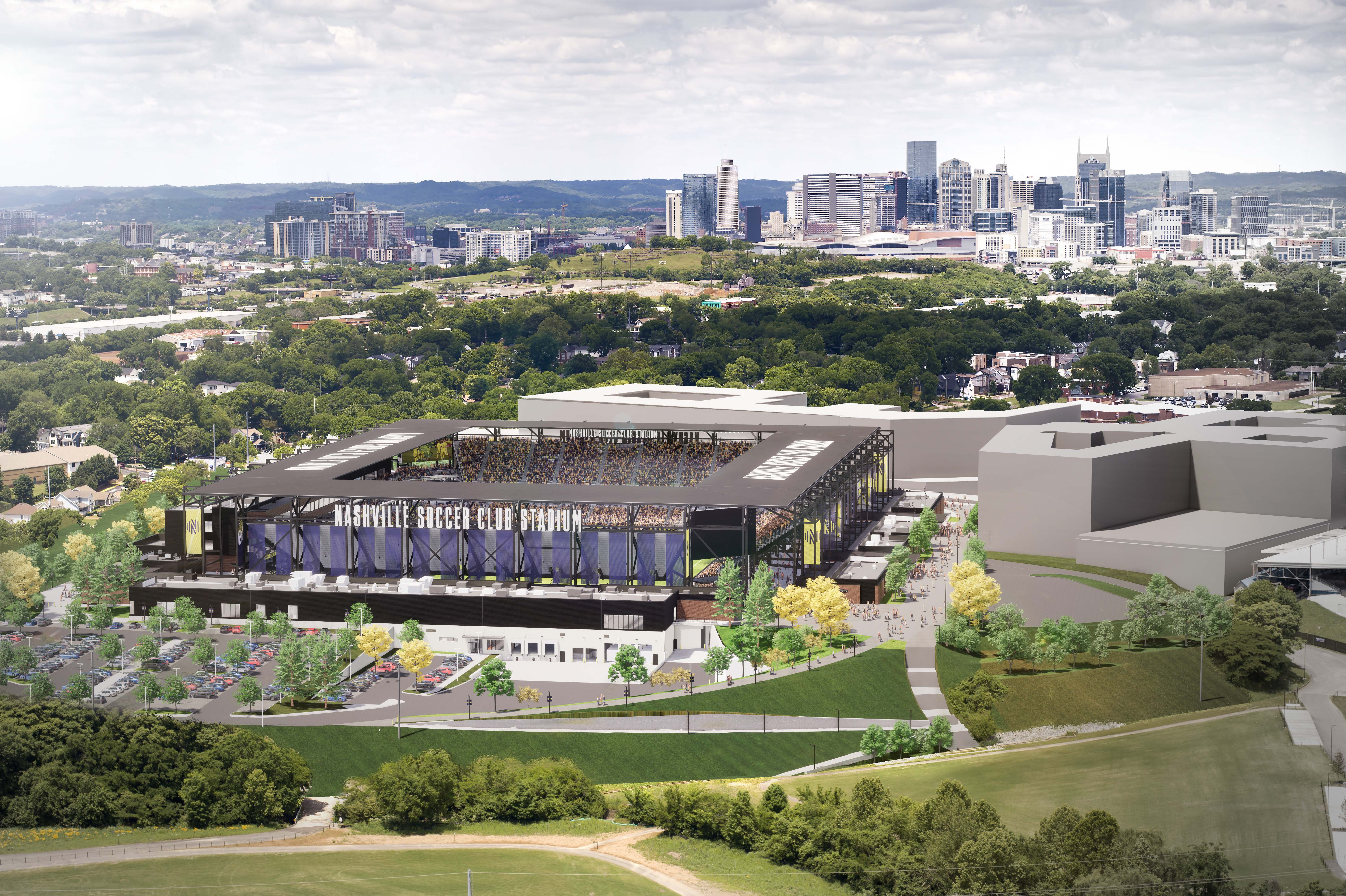 GEODIS Park, Nashville SC Stadium Entrance Canopies Timber Canopies