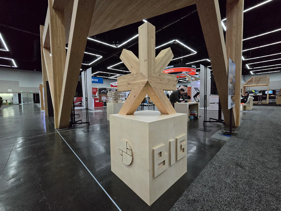 Makers’ KUbe full-scale pavilion at the 2024 International Mass Timber Conference in Portland.