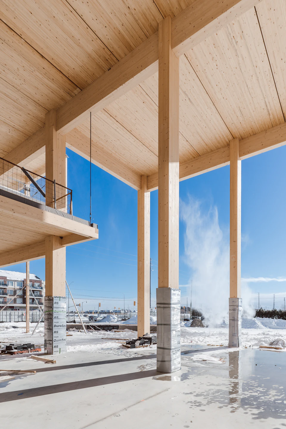 Interior framed with wood at Peel Regional Police Operational Support Facility
