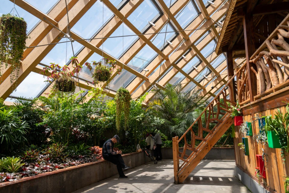 Garden path inside a Taiyuan Botanical Garden dome