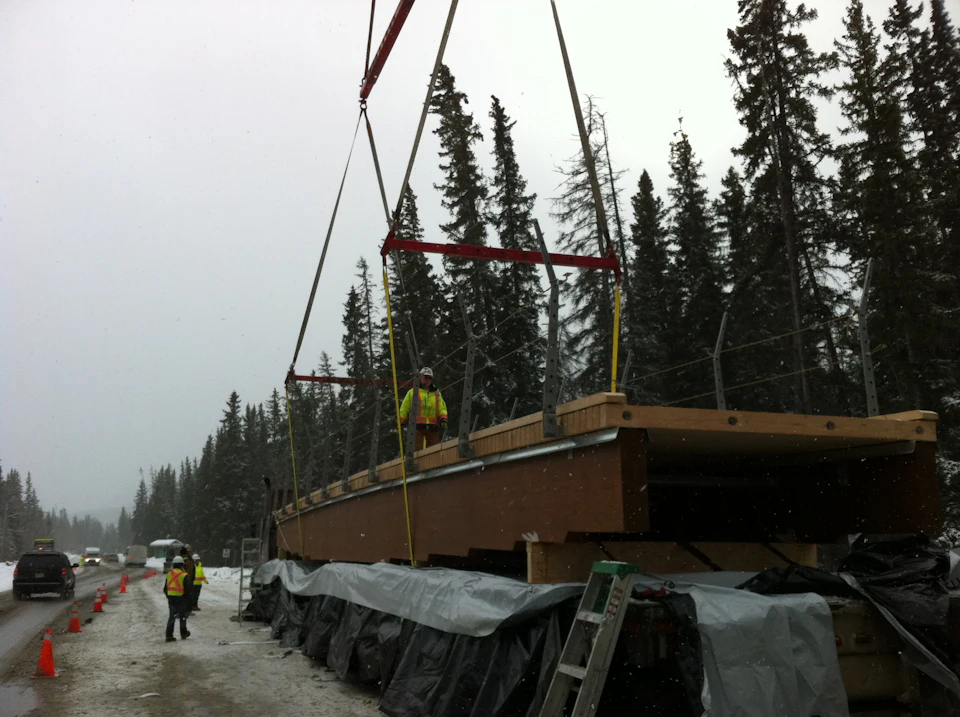 Structure for Banff Legacy Trail Bridge during installation