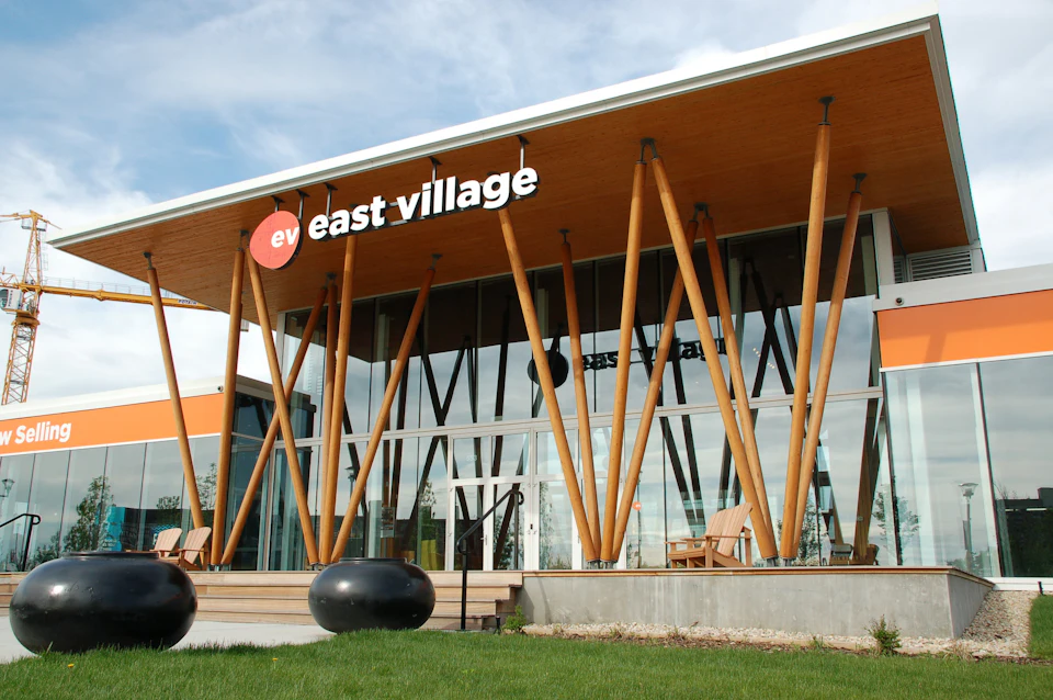 Exterior of Calgary East Village Presentation Centre