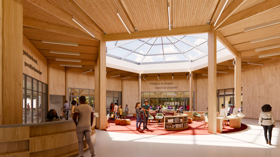 Lobby rendering inside Douglass Community Center