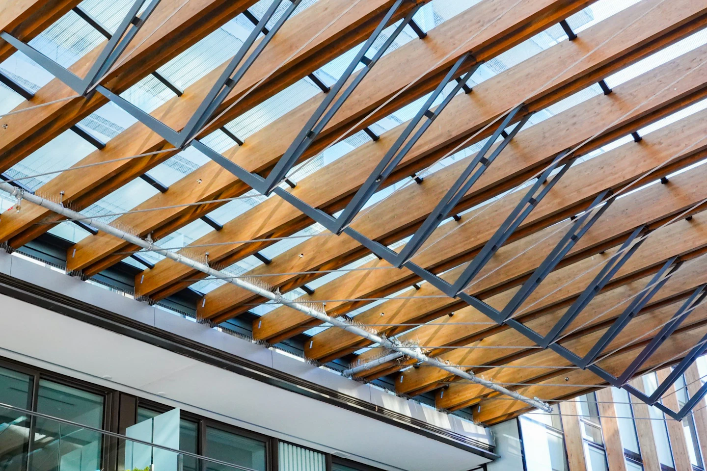 Glulam lattice canopy at Ambleside Galleria