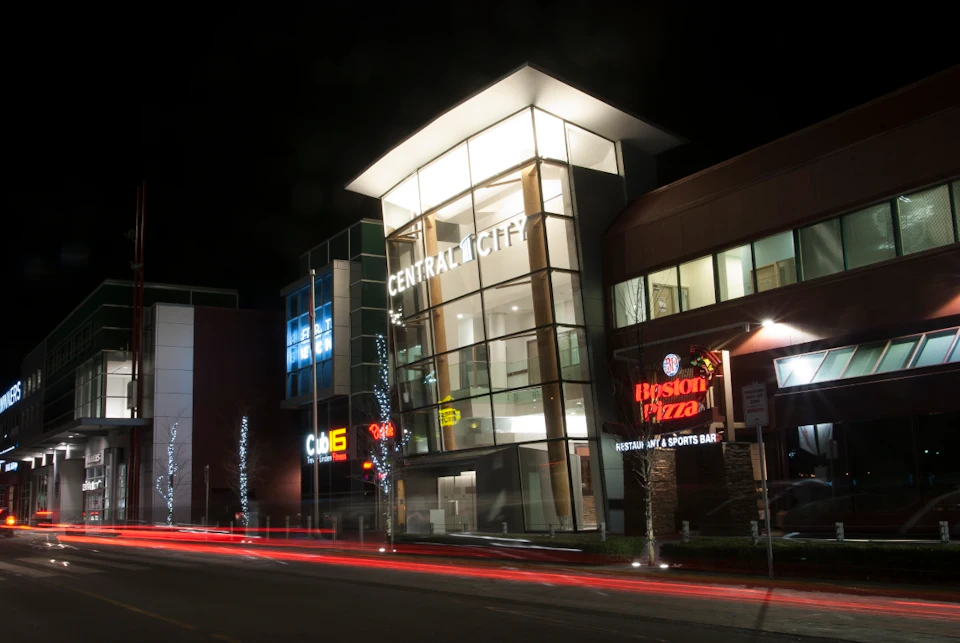 Exterior night view of East Entrance Central City