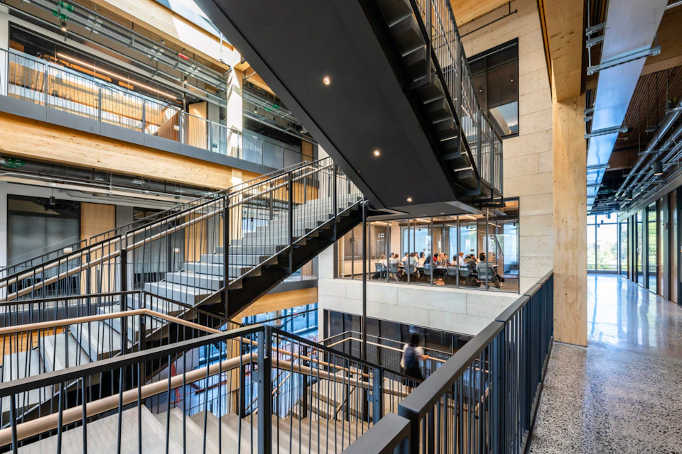 Completed view of Princeton University Briger Hall, Commons, and School of Engineering & Applied Science