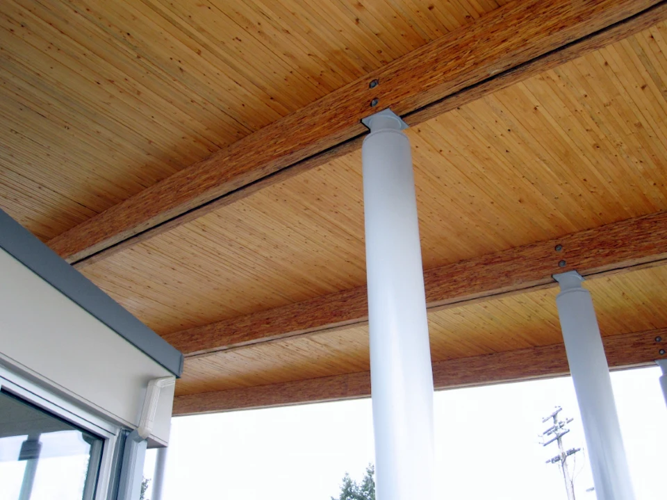 Timber canopy at Evergreen Entrance Canopy