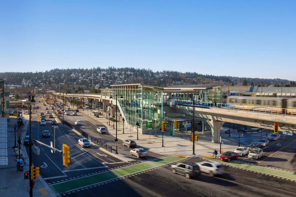 Aerial view of an Evergreen Line station under construction