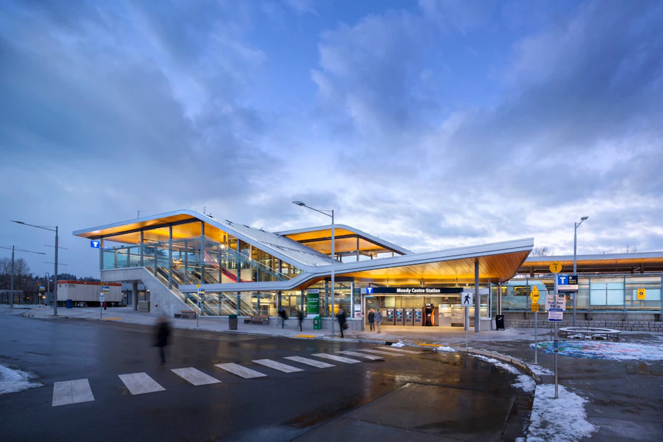 Evergreen Line transit station in winter