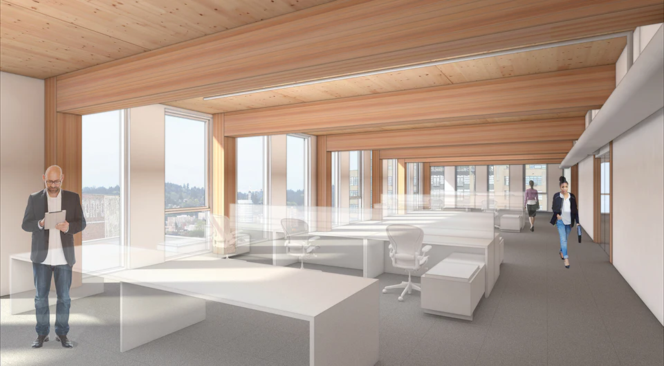 Interior office rendering for Framework