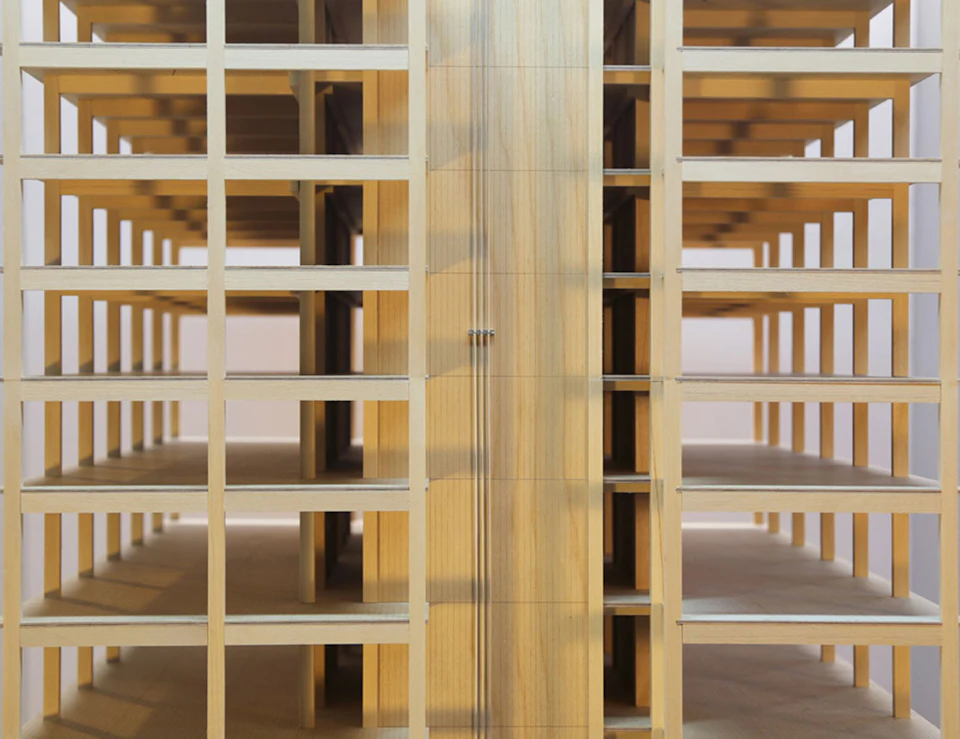 Close view of the Framework structural scale model