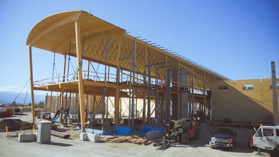 KF Aerospace Centre timber frame under construction