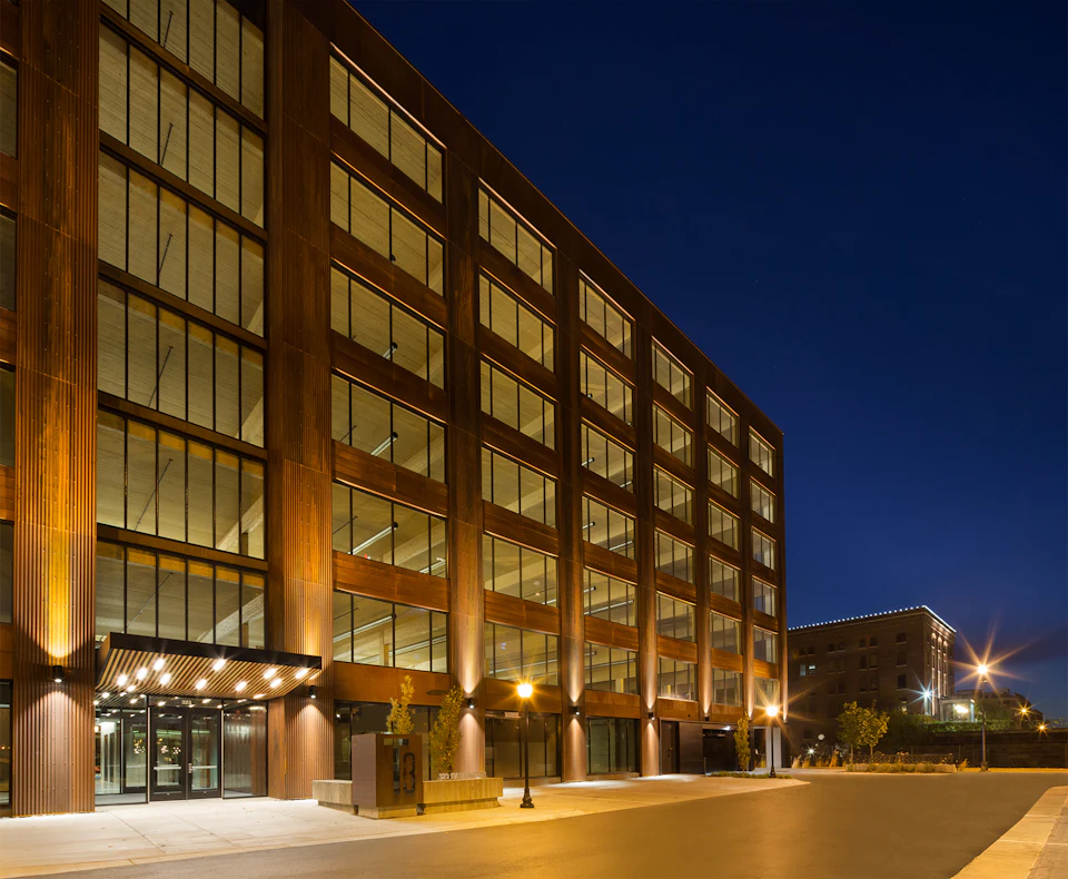 T3 Minneapolis exterior illuminated at night