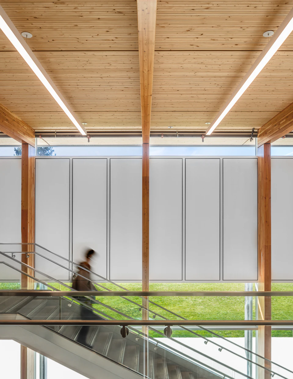 Wood ceiling beams at UBC Orchard Commons