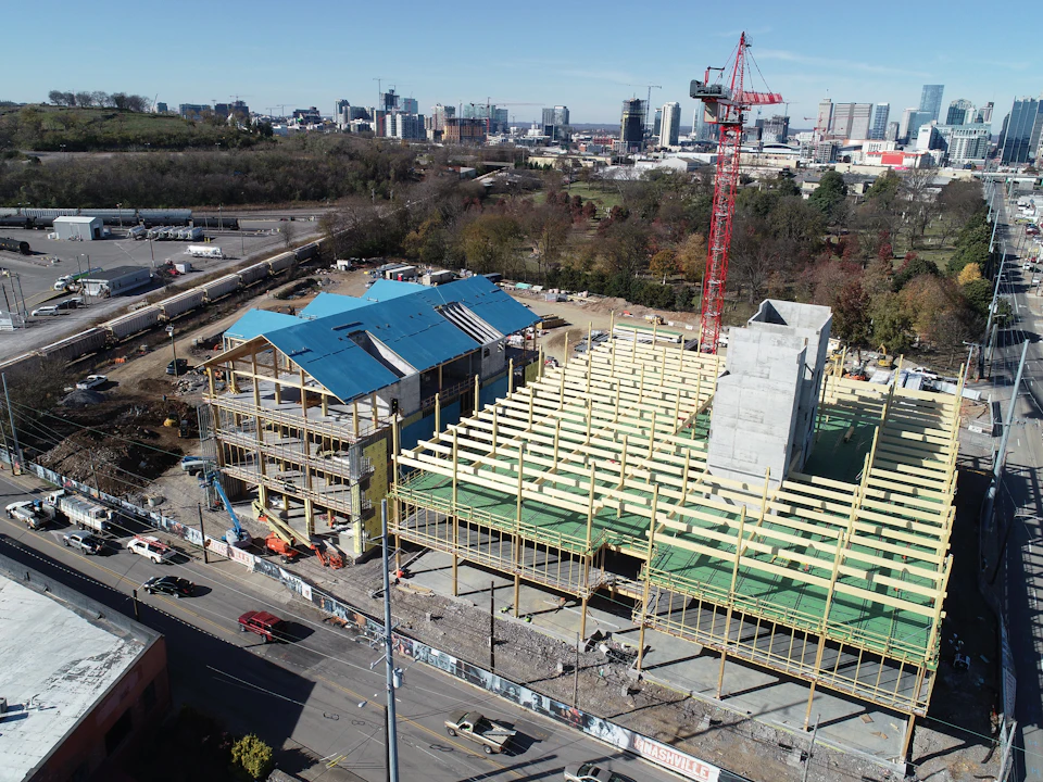 Structure for Nashville Warehouse Company Office during installation