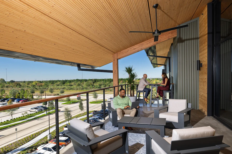 Covered terrace at One Bridgeland Green