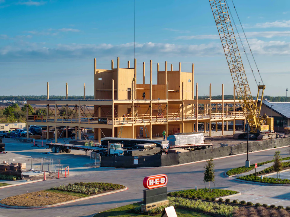 One Bridgeland Green under construction beside a crane