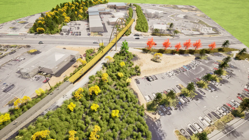 Aerial rendering of Galloping Goose Overpass