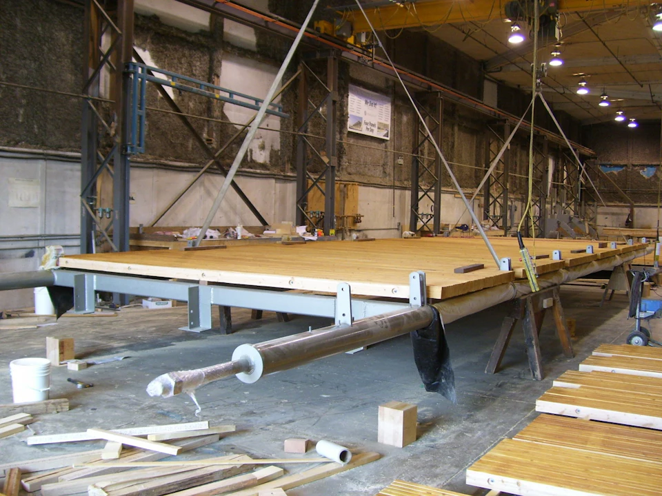 Components for Princeton Bridge of Dreams during shop fabrication