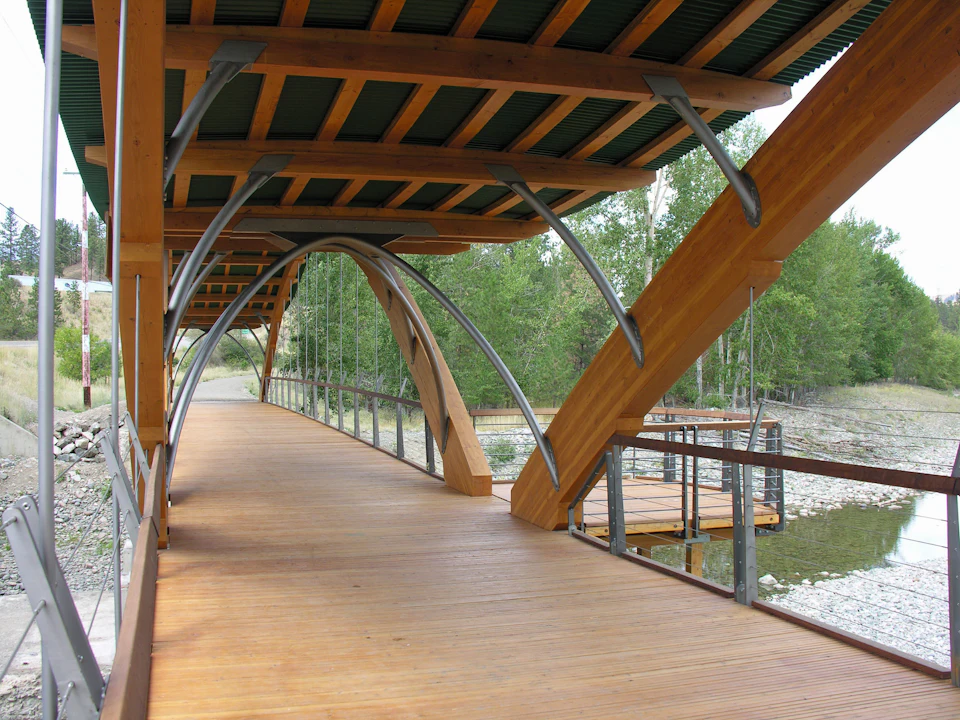 Covered wood deck of Princeton Bridge of Dreams