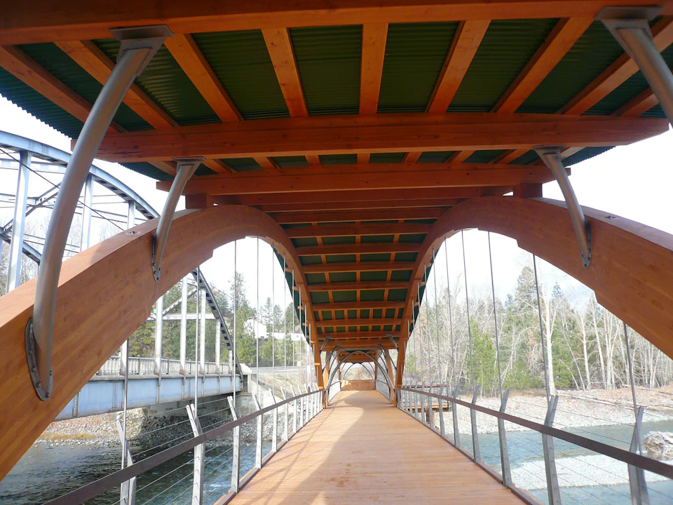 View through the arches of Princeton Bridge of Dreams