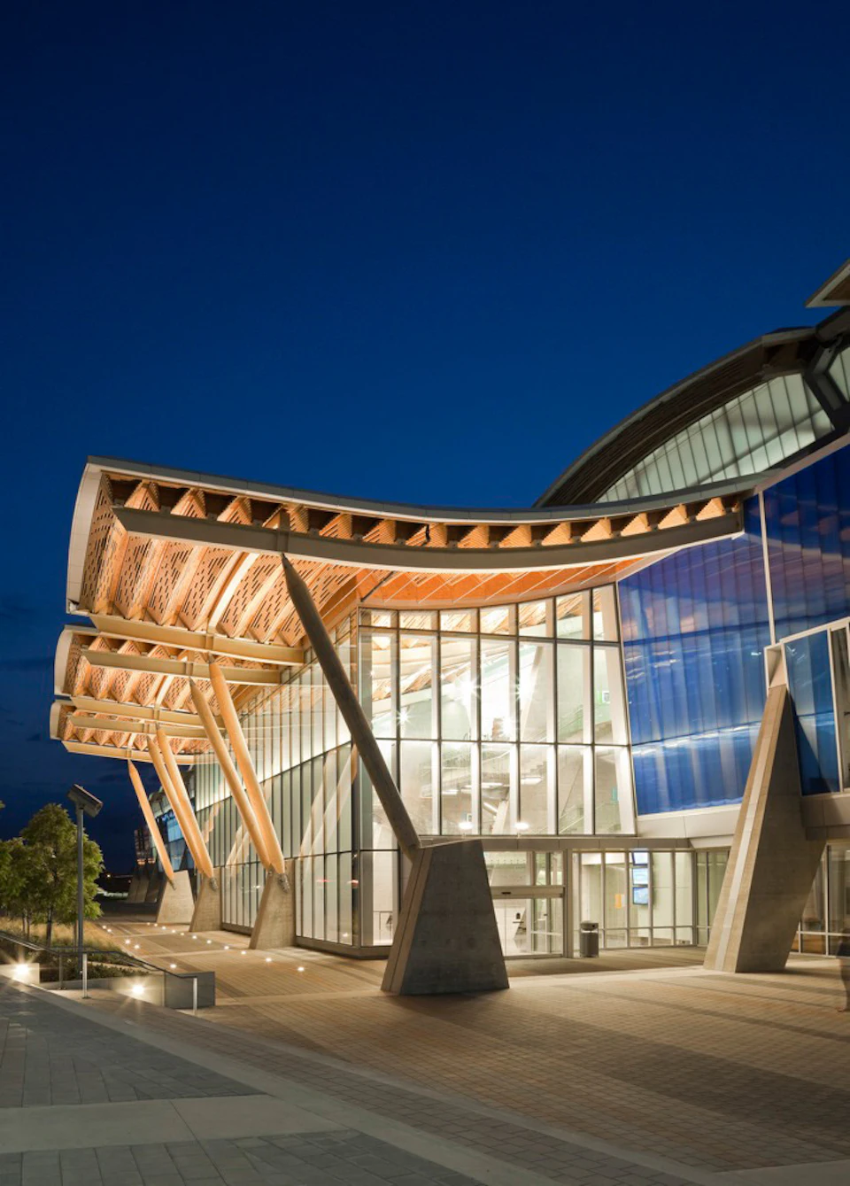 Exterior view of Richmond Olympic Oval "Wood Wave" Roof