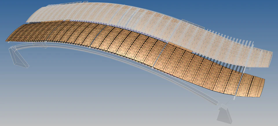 Three-dimensional model of the curved Richmond Olympic Oval roof