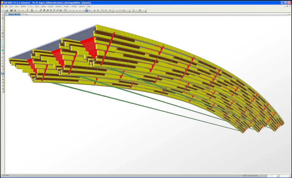 Digital structural model of the curved Richmond Olympic Oval roof