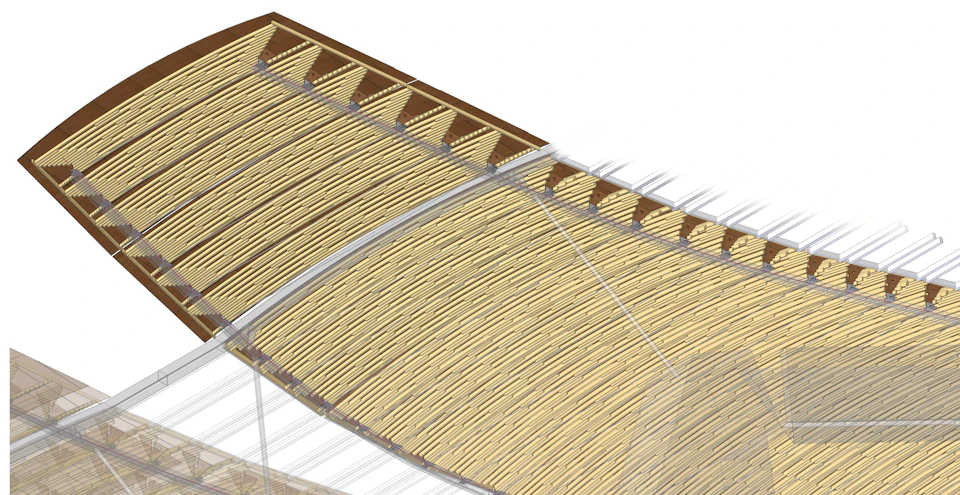 Structural model of a Richmond Olympic Oval roof bay