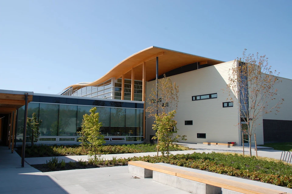 Exterior view of Samuel Brighouse School Atrium Roof