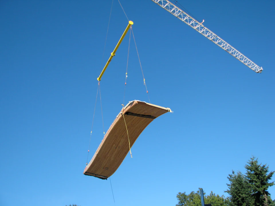Structure for VanDusen Botanical Gardens Visitor Centre during installation