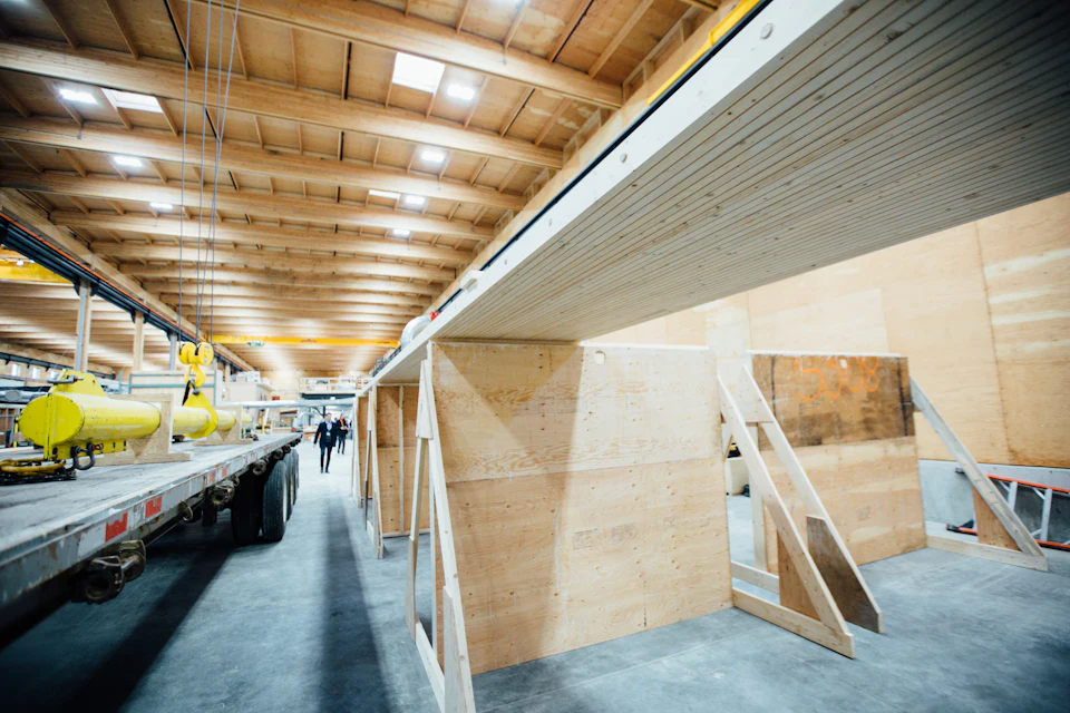 Production line inside the StructureCraft fabrication shop