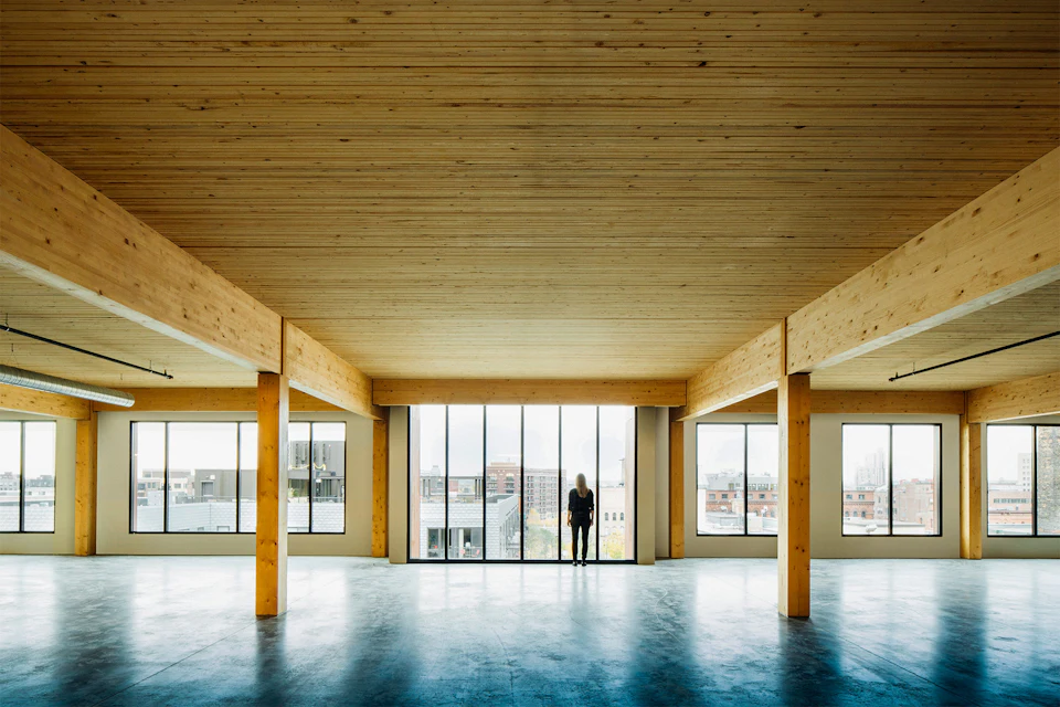 Empty floor framed with wood at T3 Minneapolis