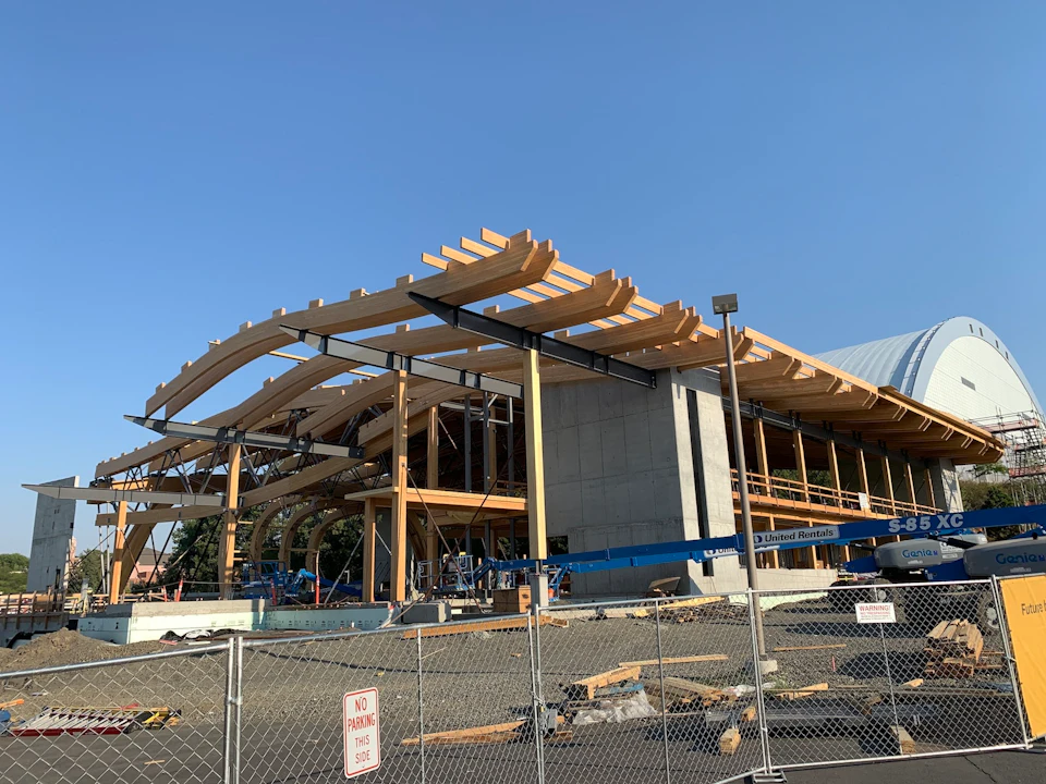 Roof structure for Idaho Central Credit Union Arena during installation
