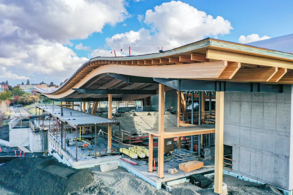 Structure for Idaho Central Credit Union Arena during installation
