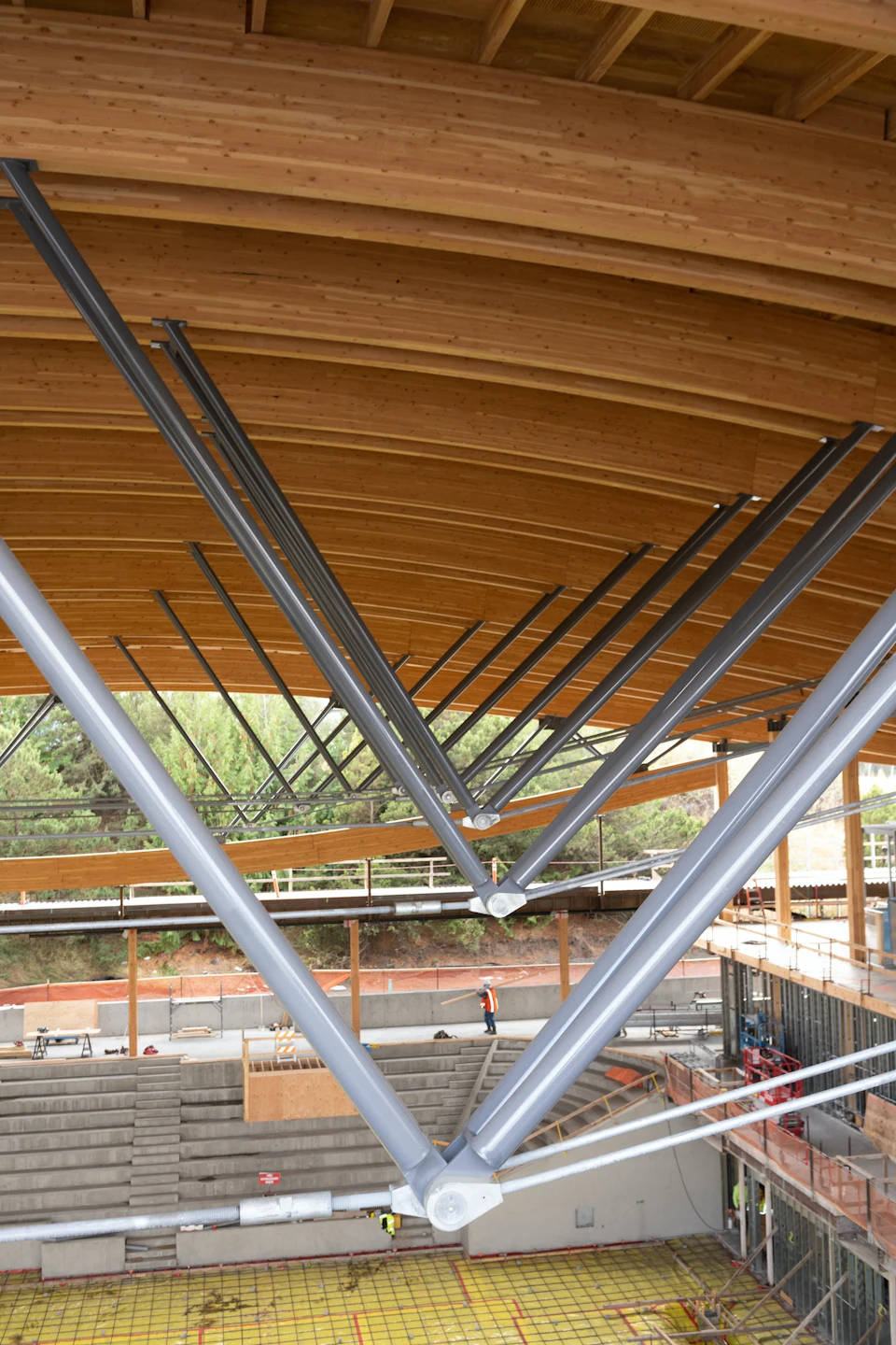 Roof structure for Idaho Central Credit Union Arena during installation