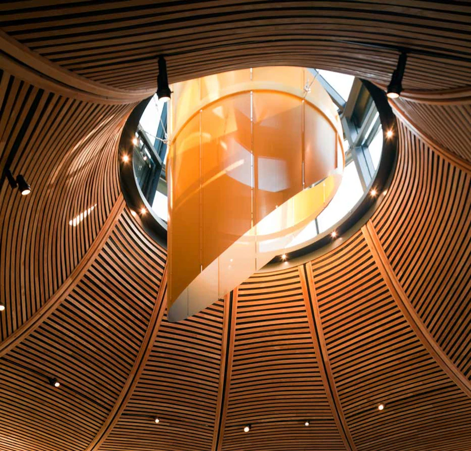 Circular skylight above the VanDusen Visitor Centre atrium