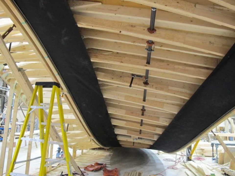 Components for VanDusen Botanical Gardens Visitor Centre during shop fabrication
