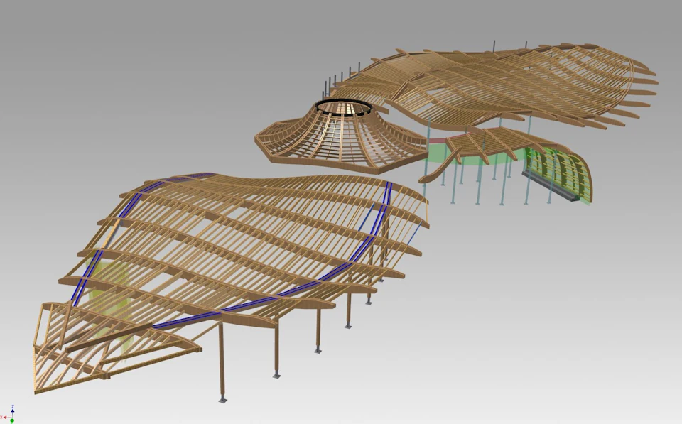 Three-dimensional structural model of VanDusen Botanical Gardens Visitor Centre