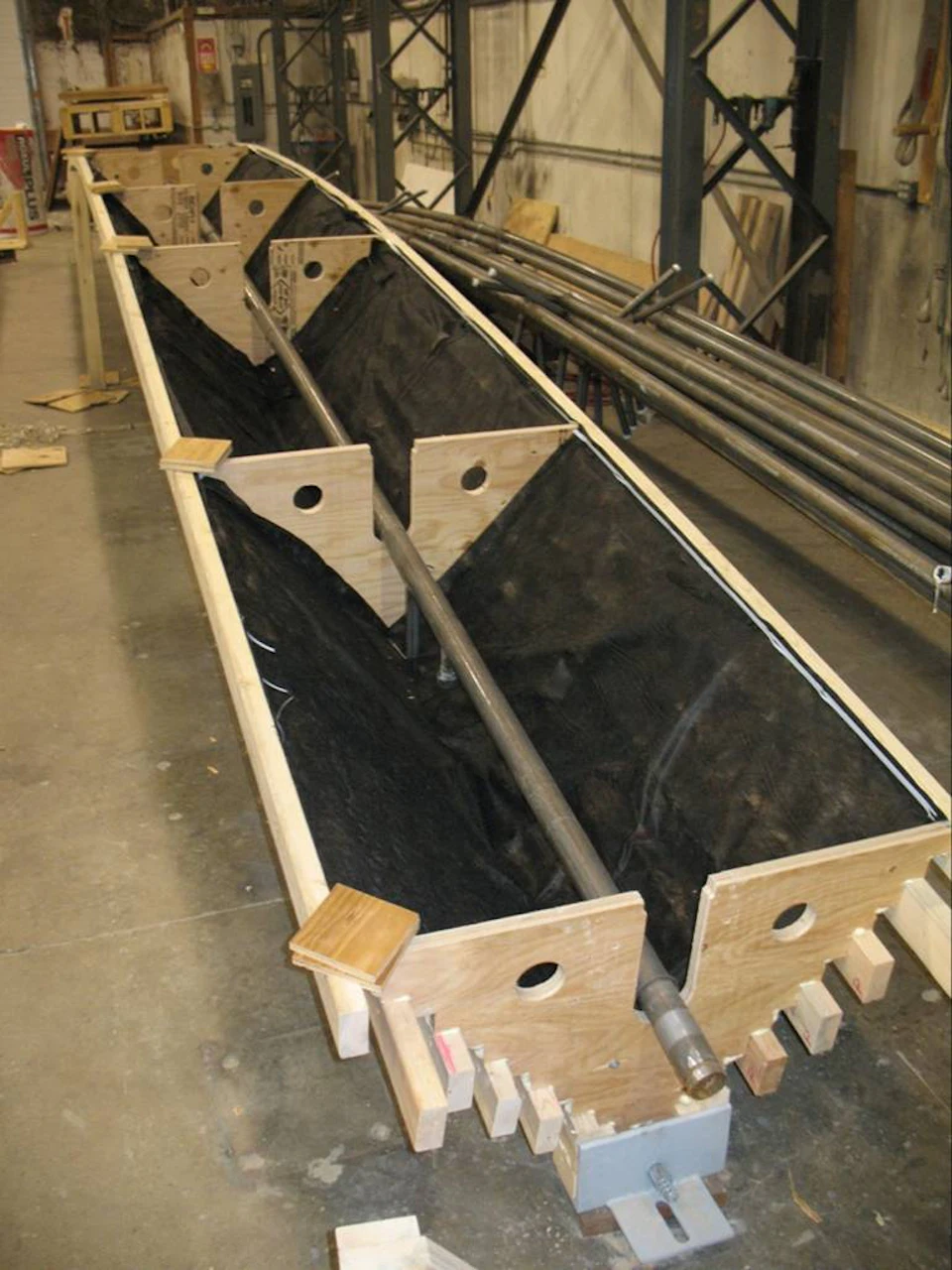 Curved roof frame in the fabrication shop for Richmond Olympic Oval